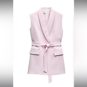 Zara Light Pink Tied Belted Vest.